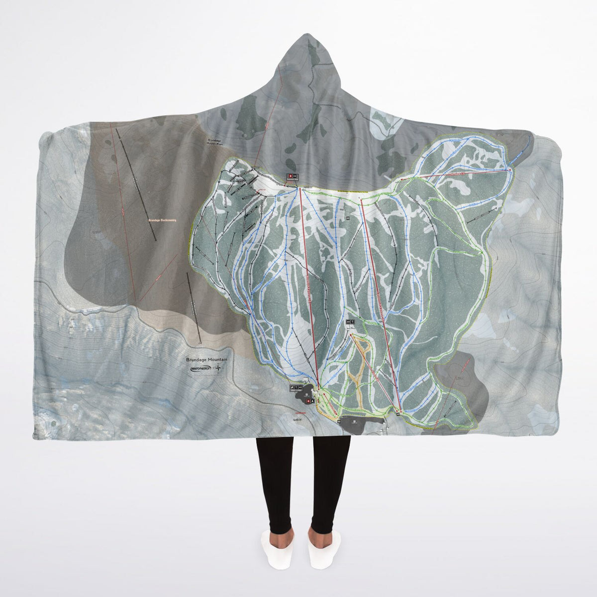 Brundage, Idaho Ski Trail Map - Adult Hooded Blanket