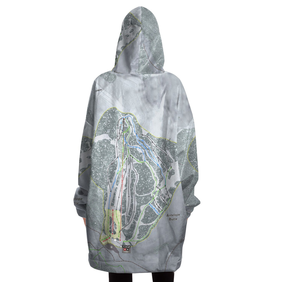 Antelope Butte, Wyoming Ski Trail Map Snug Hoodie