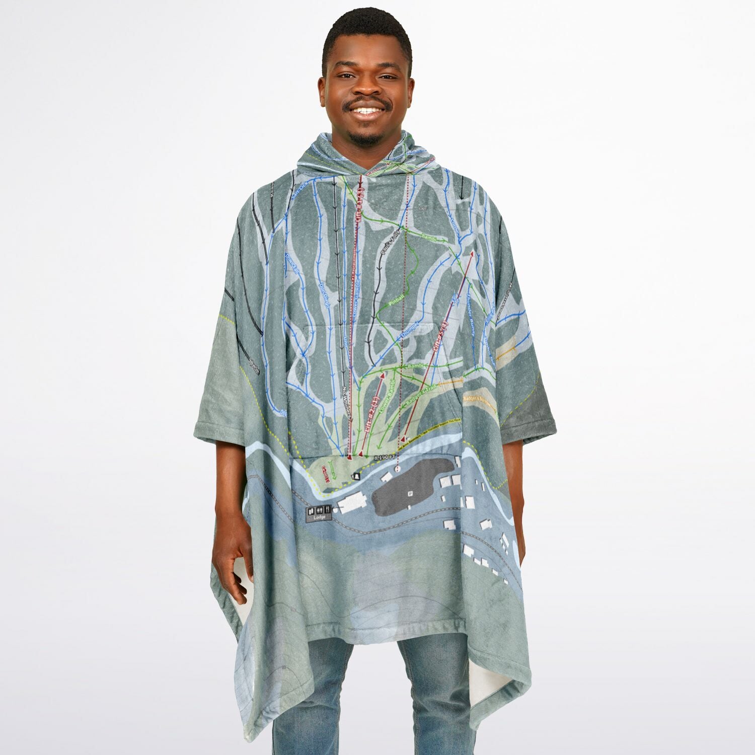 Sipapu, New Mexico Ski Resort Map Flannel Blanket Poncho