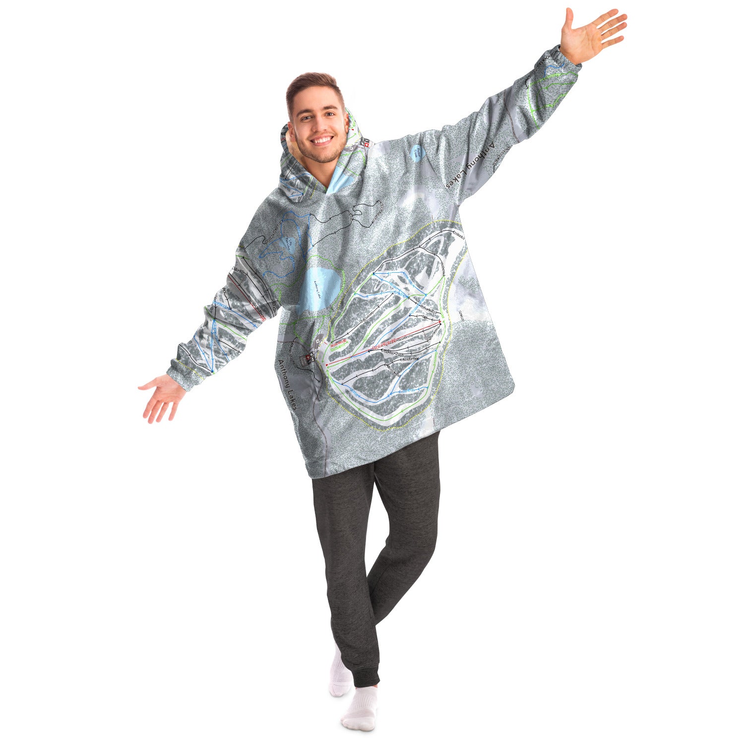 Anthony Lakes, Oregon Ski Trail Map - Snug Hoodie