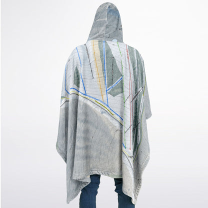 Birch Hill, Alaska Ski Resort Map Flannel Blanket Poncho
