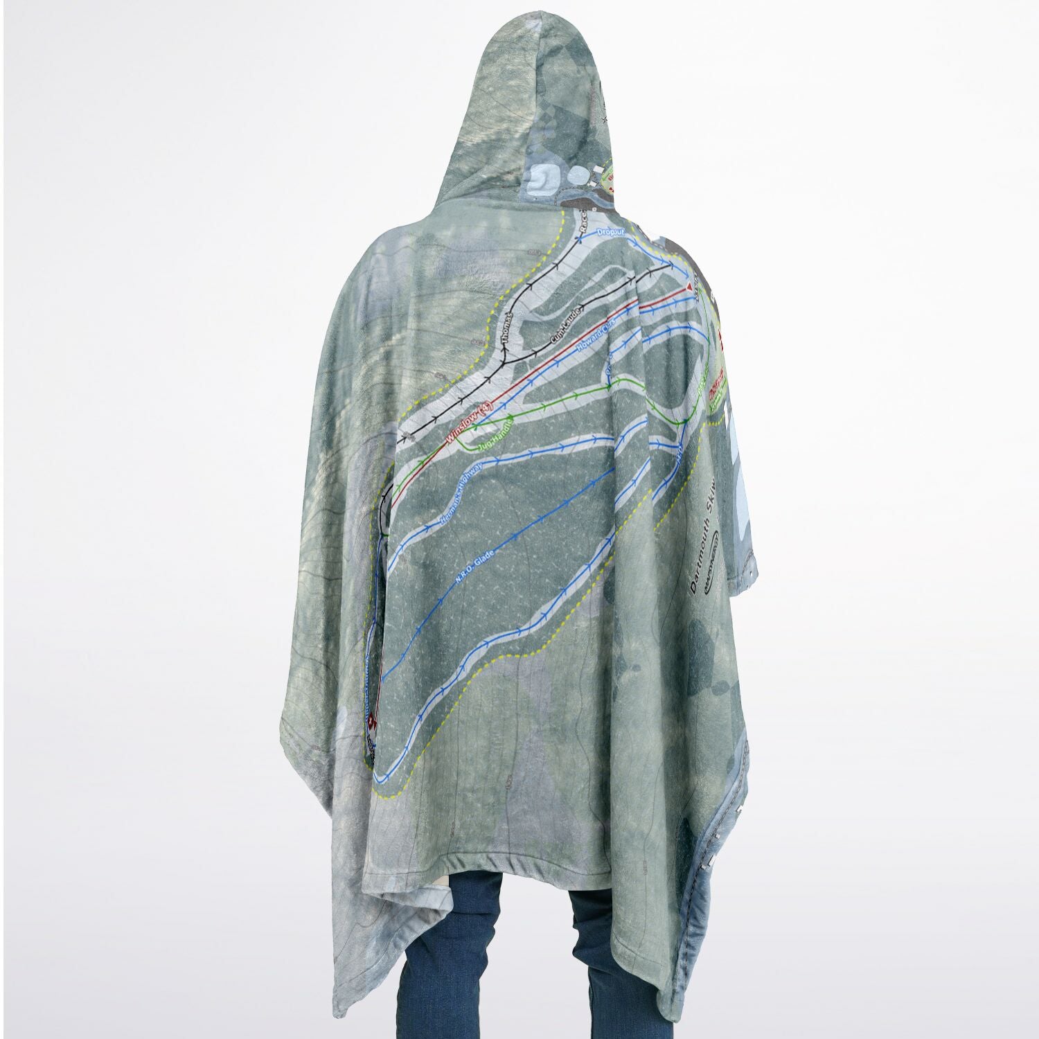 Dartmouth Skiway, New Hampshire Ski Resort Map Flannel Blanket Poncho