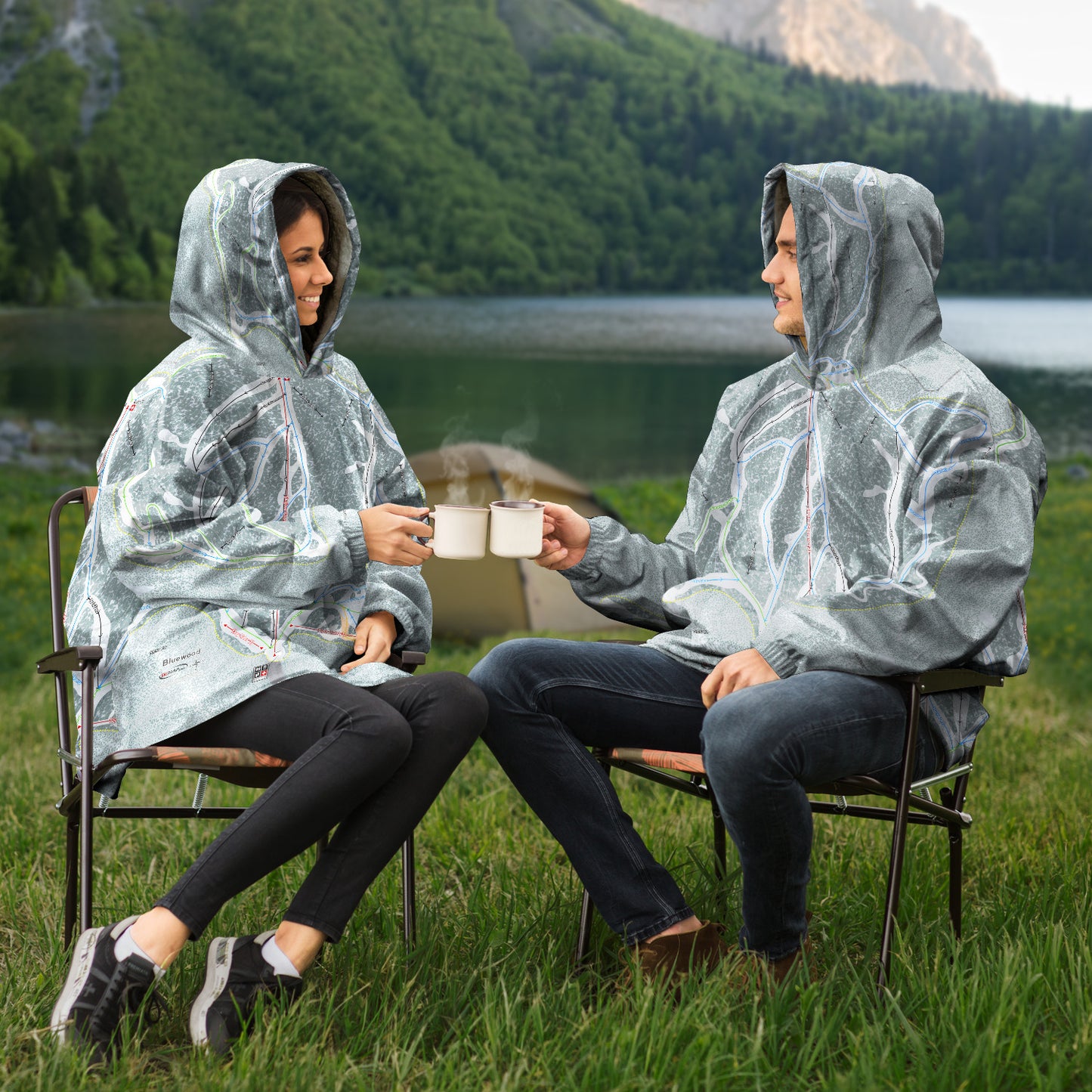 Bluewood, Washington Ski Trail Map - Snug Hoodie