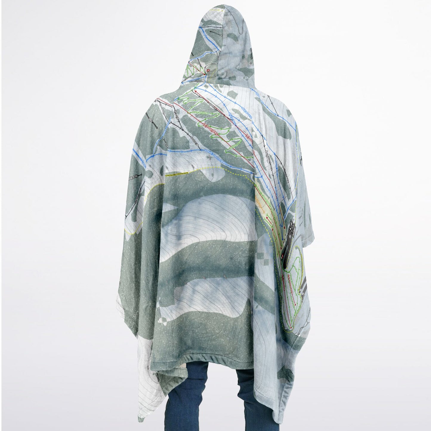 Pebble Creek, Idaho Ski Resort Map Flannel Blanket Poncho