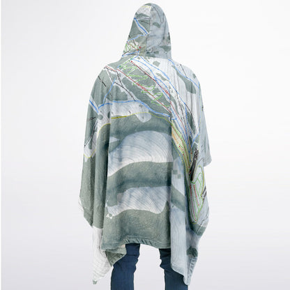 Pebble Creek, Idaho Ski Resort Map Flannel Blanket Poncho