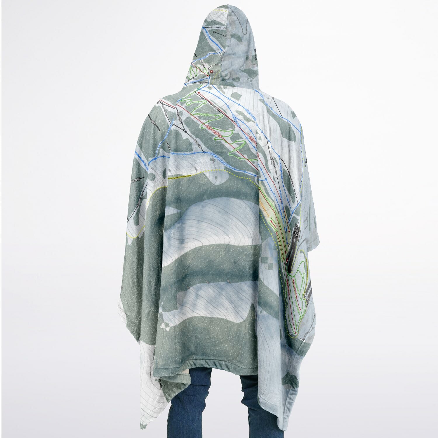Pebble Creek, Idaho Ski Resort Map Flannel Blanket Poncho