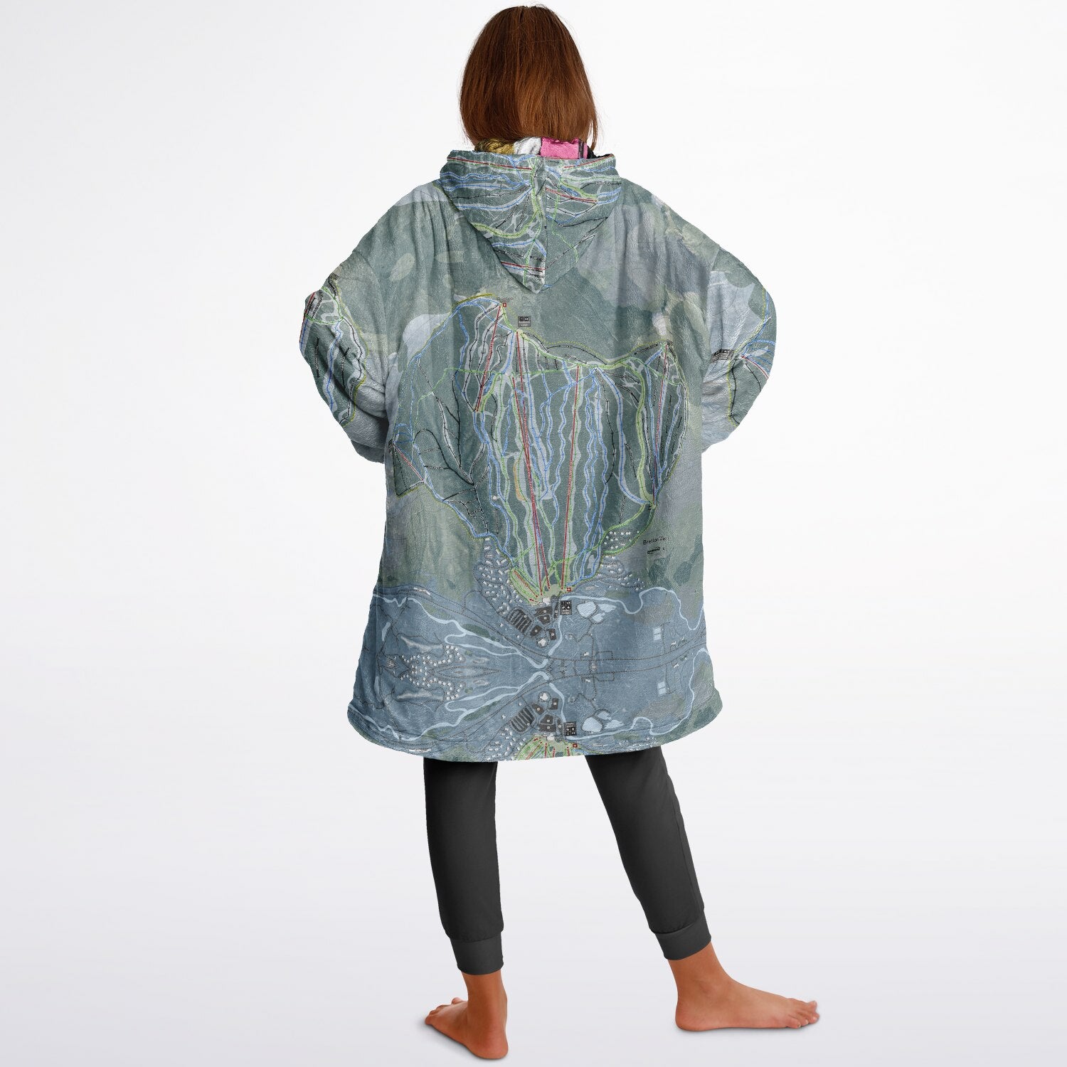 Bretton Woods, New Hampshire Ski Resort Map Reversible Snug Hoodie