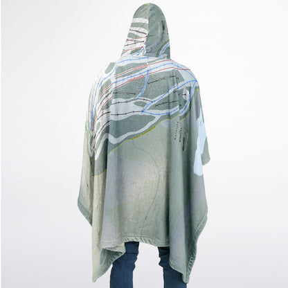Kanasuta, Quebec Ski Resort Map Flannel Blanket Poncho
