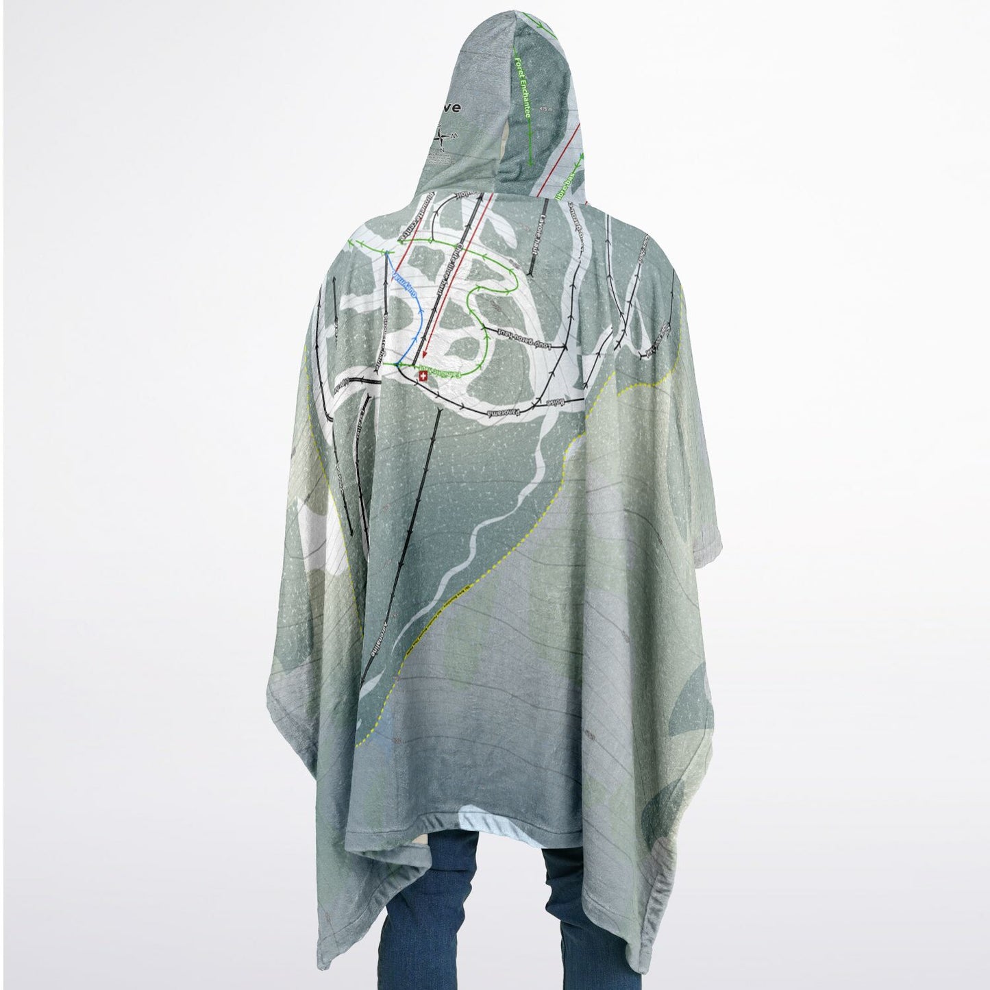 La Reserve, Quebec Ski Resort Map Flannel Blanket Poncho