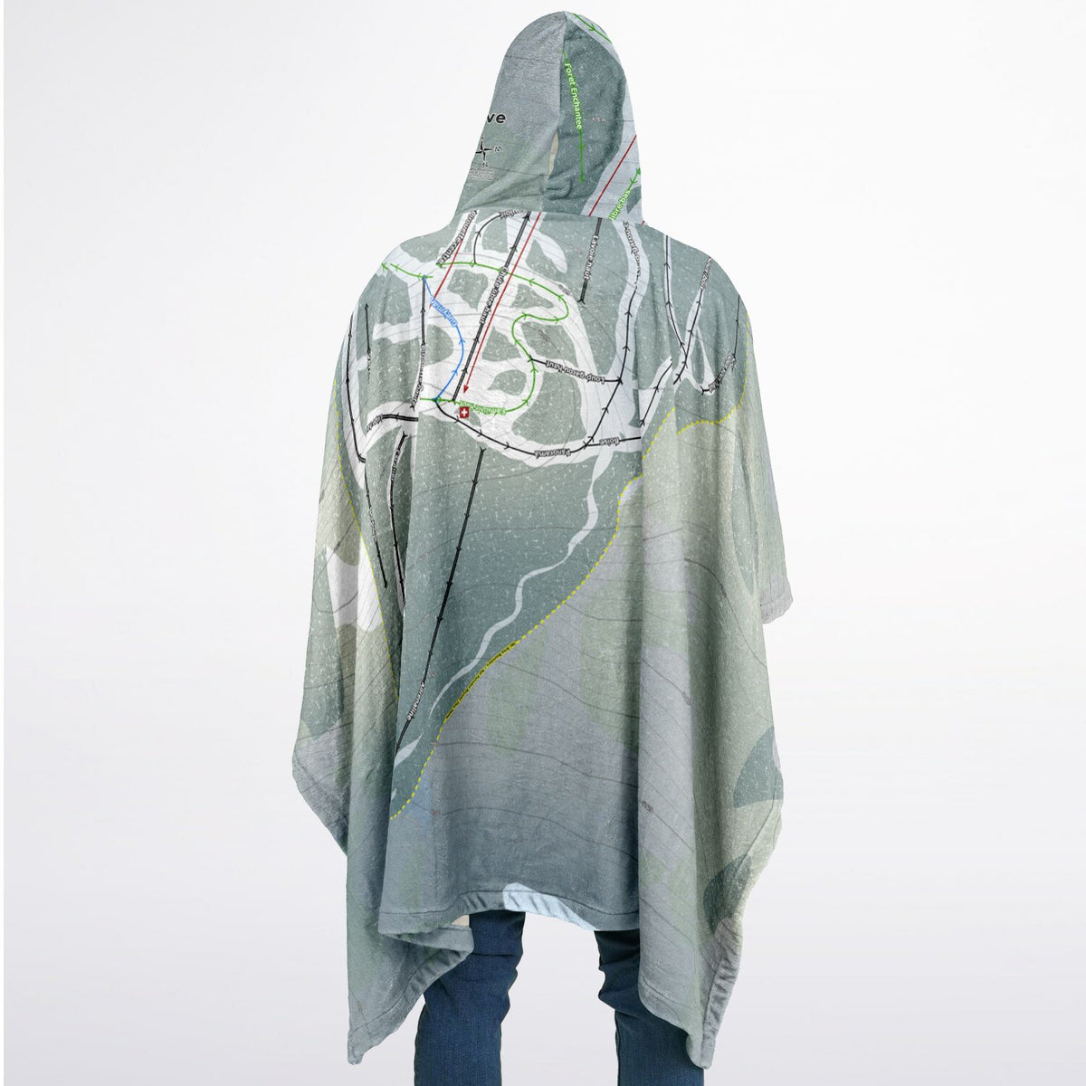 La Reserve, Quebec Ski Resort Map Flannel Blanket Poncho