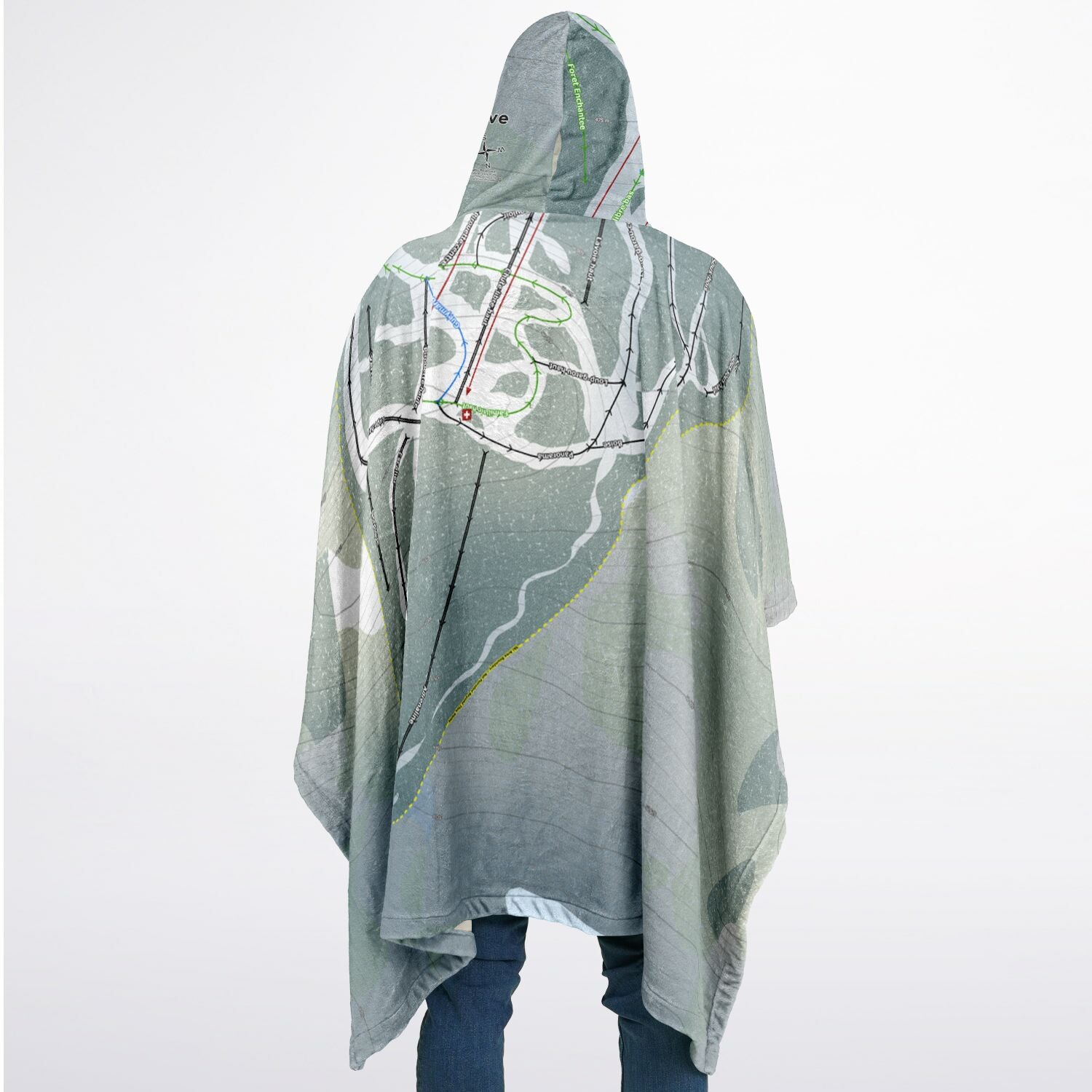 La Reserve, Quebec Ski Resort Map Flannel Blanket Poncho