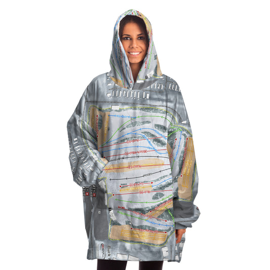 Buck Hill, Minnesota Ski Trail Map Snug Hoodie - Powderaddicts