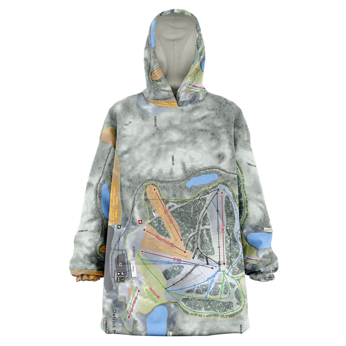 Detroit Mountain, Minnesota Ski Trail Map Snug Hoodie