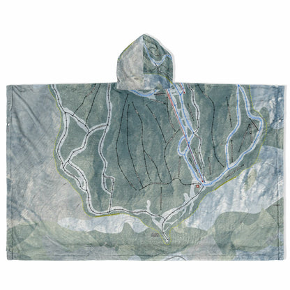Black Mountain of Maine, Maine Ski Resort Map Flannel Blanket Poncho