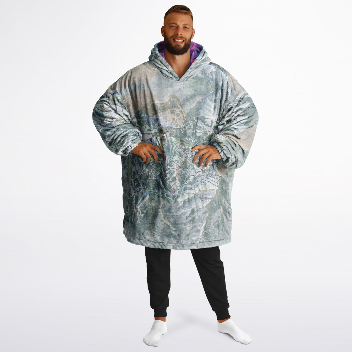 Powder Mountain, Utah Ski Resort Map Reversible Snug Hoodie