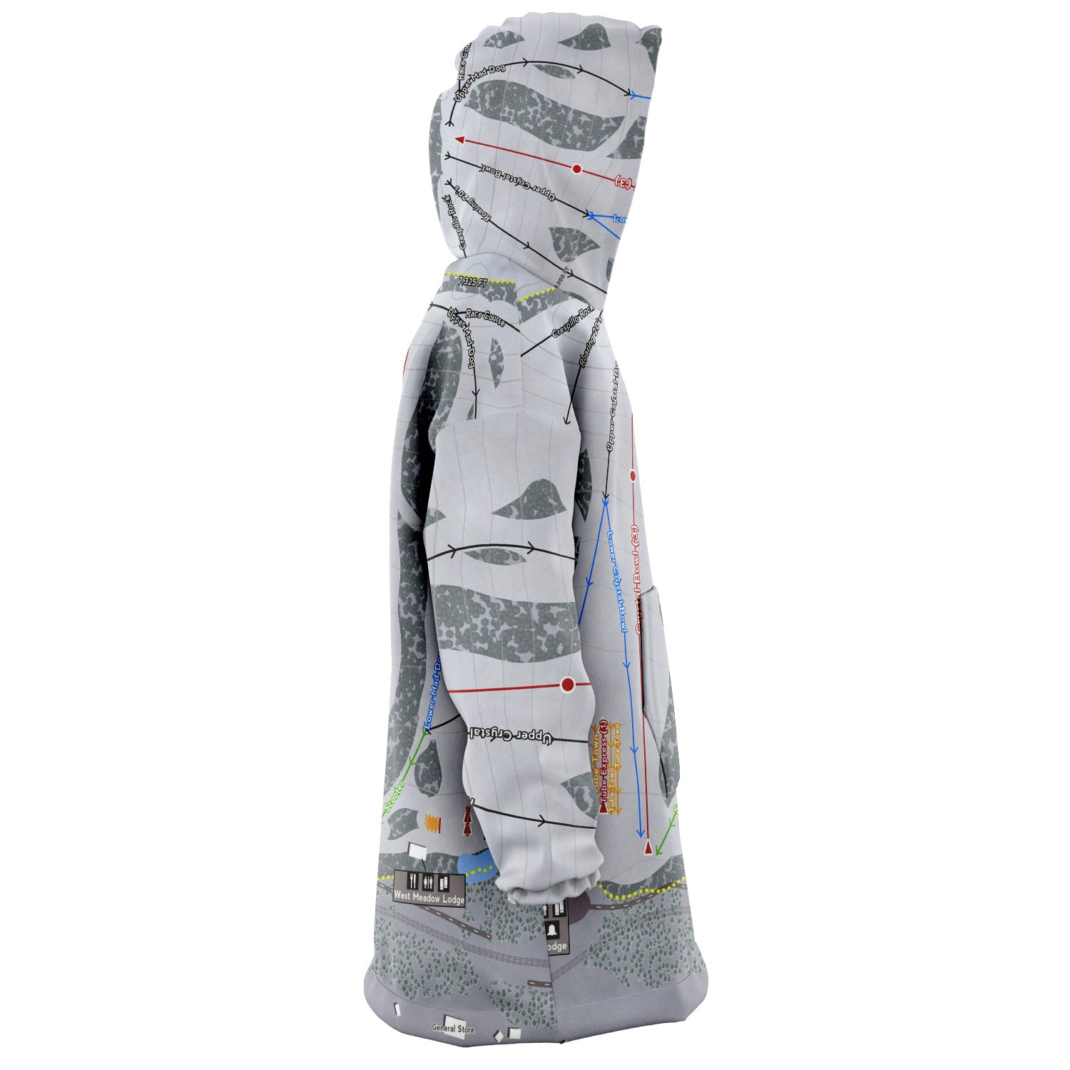 Soda Springs, California Ski Trail Map - Snug Hoodie - Powderaddicts