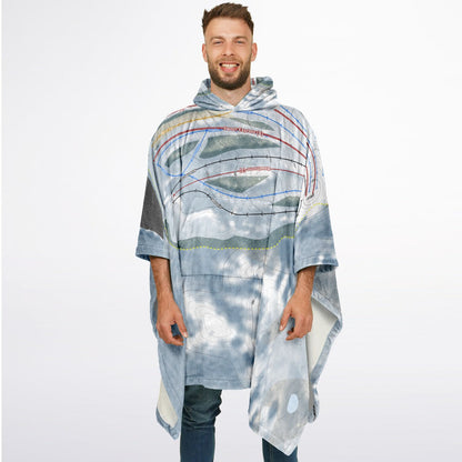 Bittersweet, Michigan Ski Resort Map Flannel Blanket Poncho