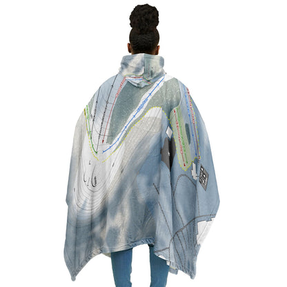 Mulligans Hollow, Michigan Ski Resort Map Flannel Blanket Poncho
