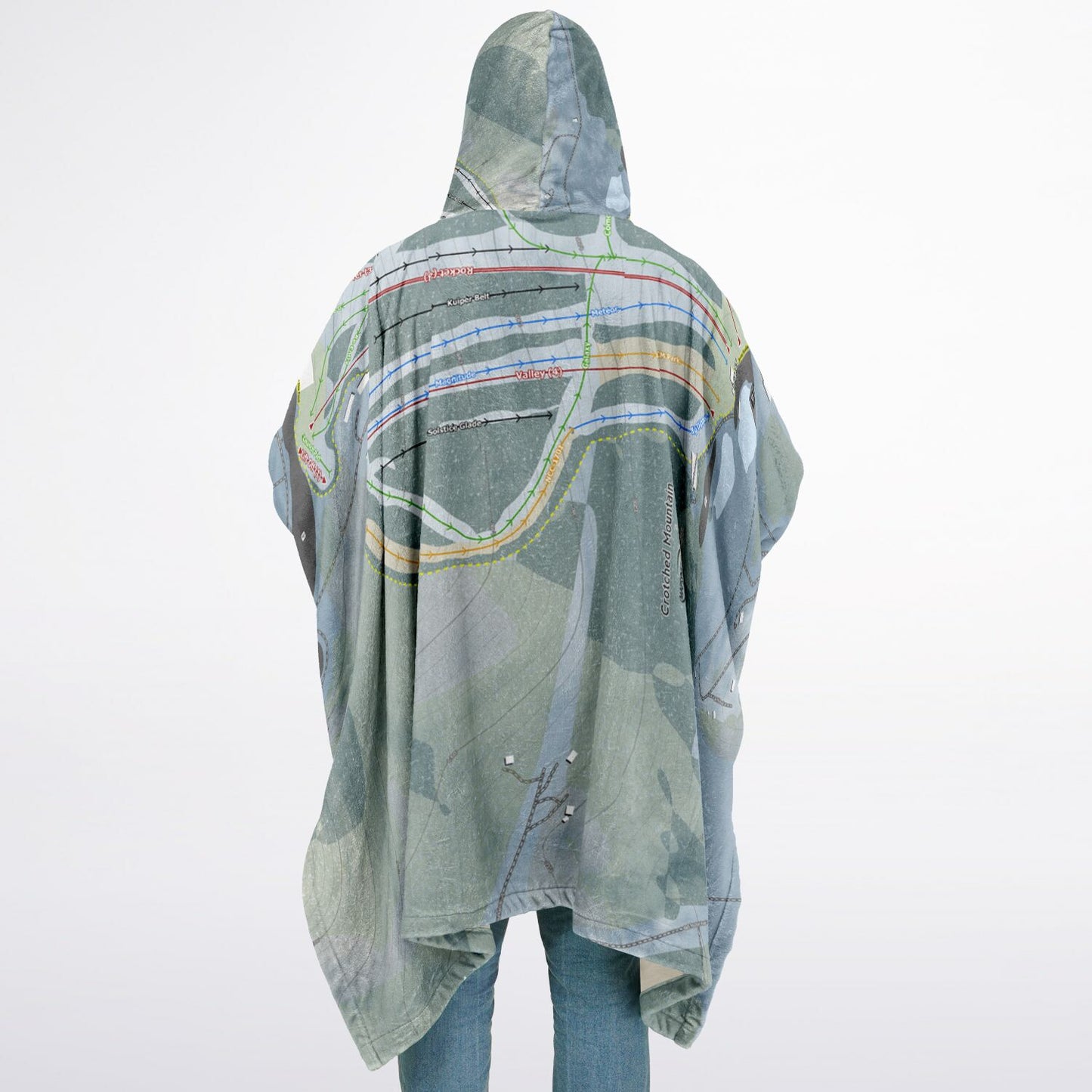 Crotched Mountain, New Hampshire Ski Resort Map Flannel Blanket Poncho