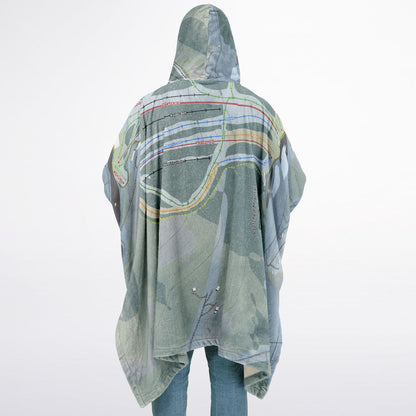 Crotched Mountain, New Hampshire Ski Resort Map Flannel Blanket Poncho