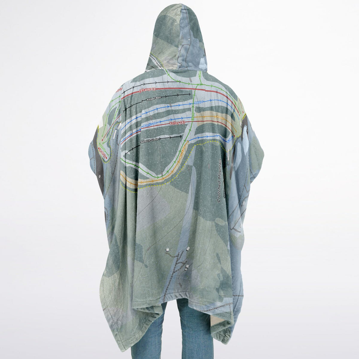 Crotched Mountain, New Hampshire Ski Resort Map Flannel Blanket Poncho