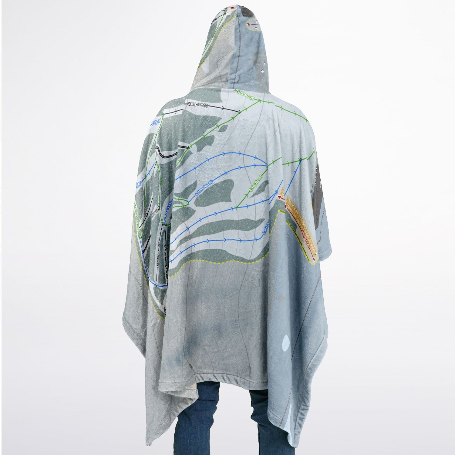 Hesperus, Colorado Ski Resort Map Flannel Blanket Poncho