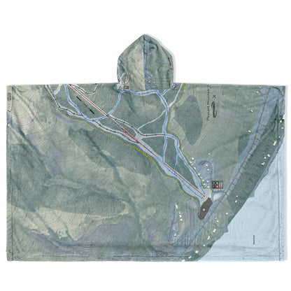 Pleasant Mountain, Maine Ski Resort Map Flannel Blanket Poncho