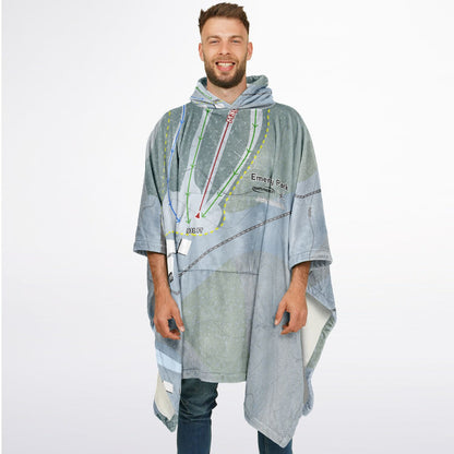Emery Park, New York Ski Resort Map Flannel Blanket Poncho
