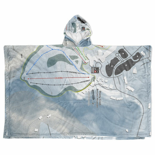 Shanty Creek Summit Mountain, Michigan Ski Resort Map Flannel Blanket Poncho