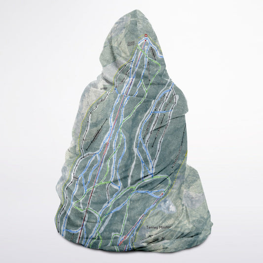 Tenney Mountain, New Hampshire Ski Trail Map - Youth Hooded Blanket