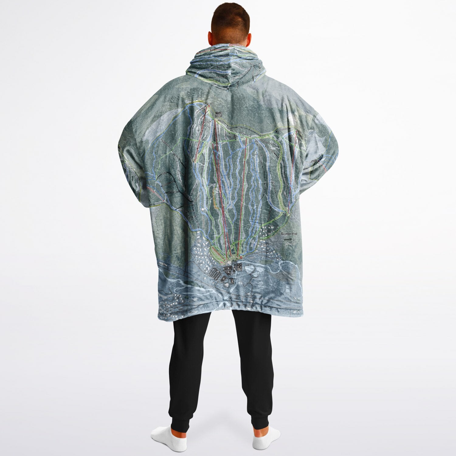 Bretton Woods, New Hampshire Ski Resort Map Reversible Snug Hoodie