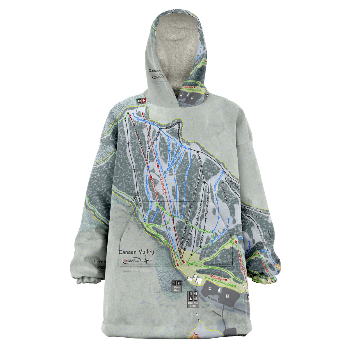 Canaan Valley, West Virginia Ski Trail Map - Snug Hoodie