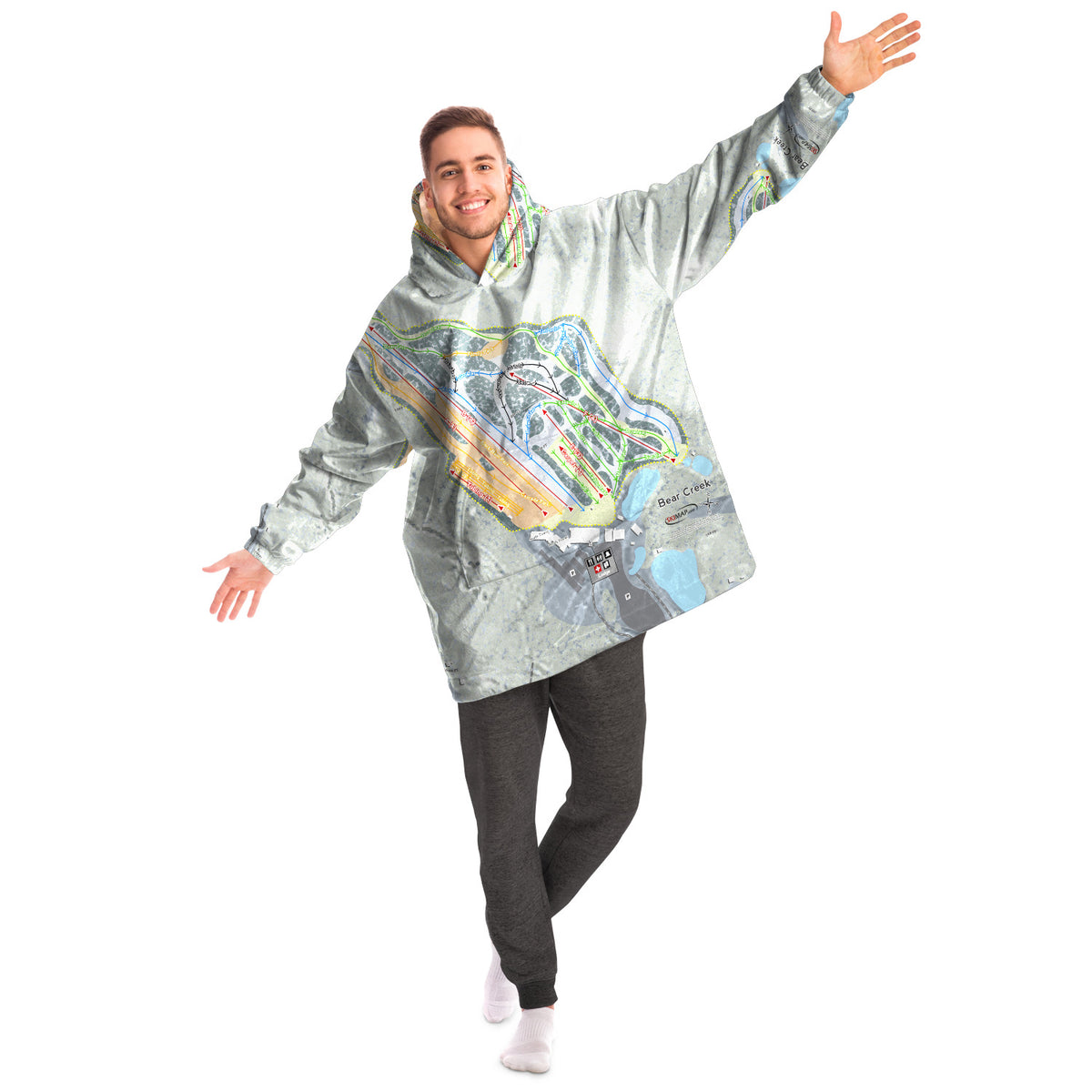 Bear Creek, Pennsylvania Ski Trail Map Snug Hoodie