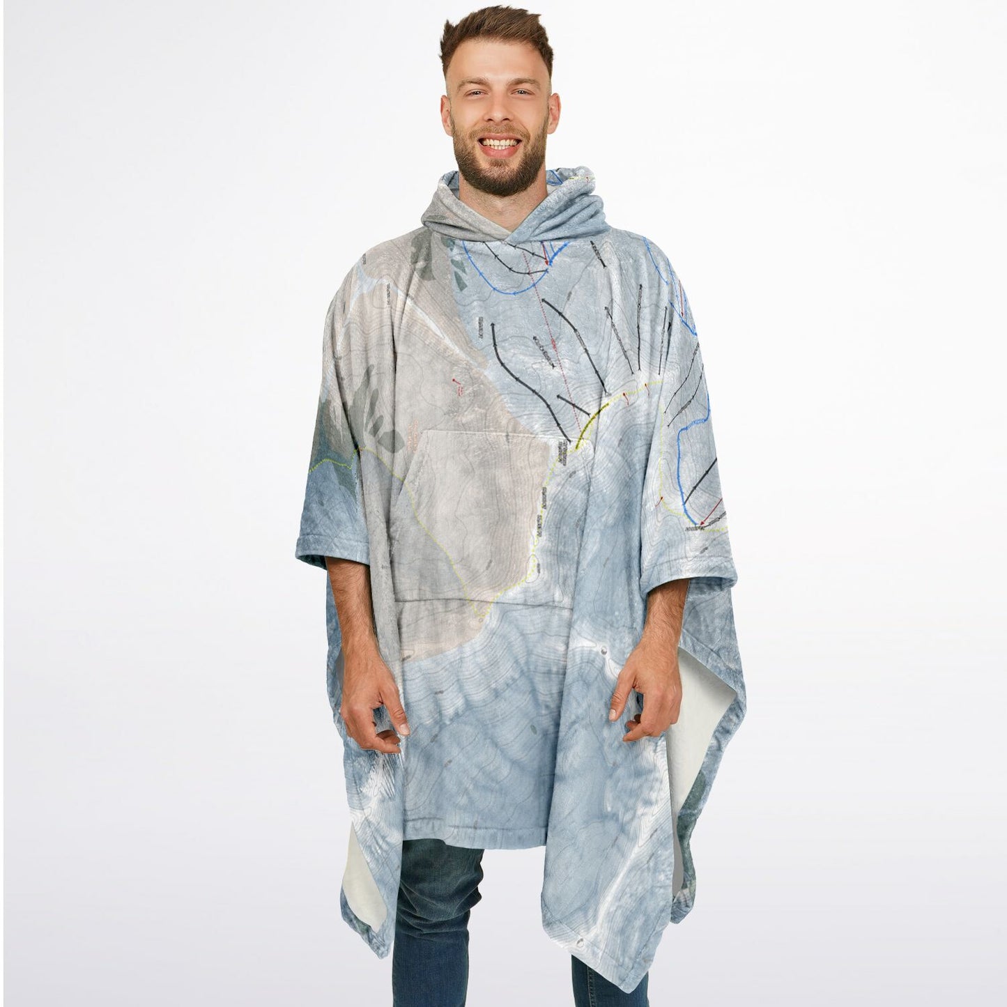Loveland, Colorado Ski Resort Map Flannel Blanket Poncho
