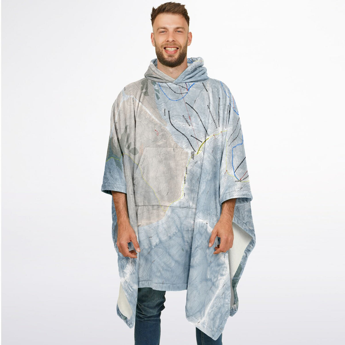 Loveland, Colorado Ski Resort Map Flannel Blanket Poncho