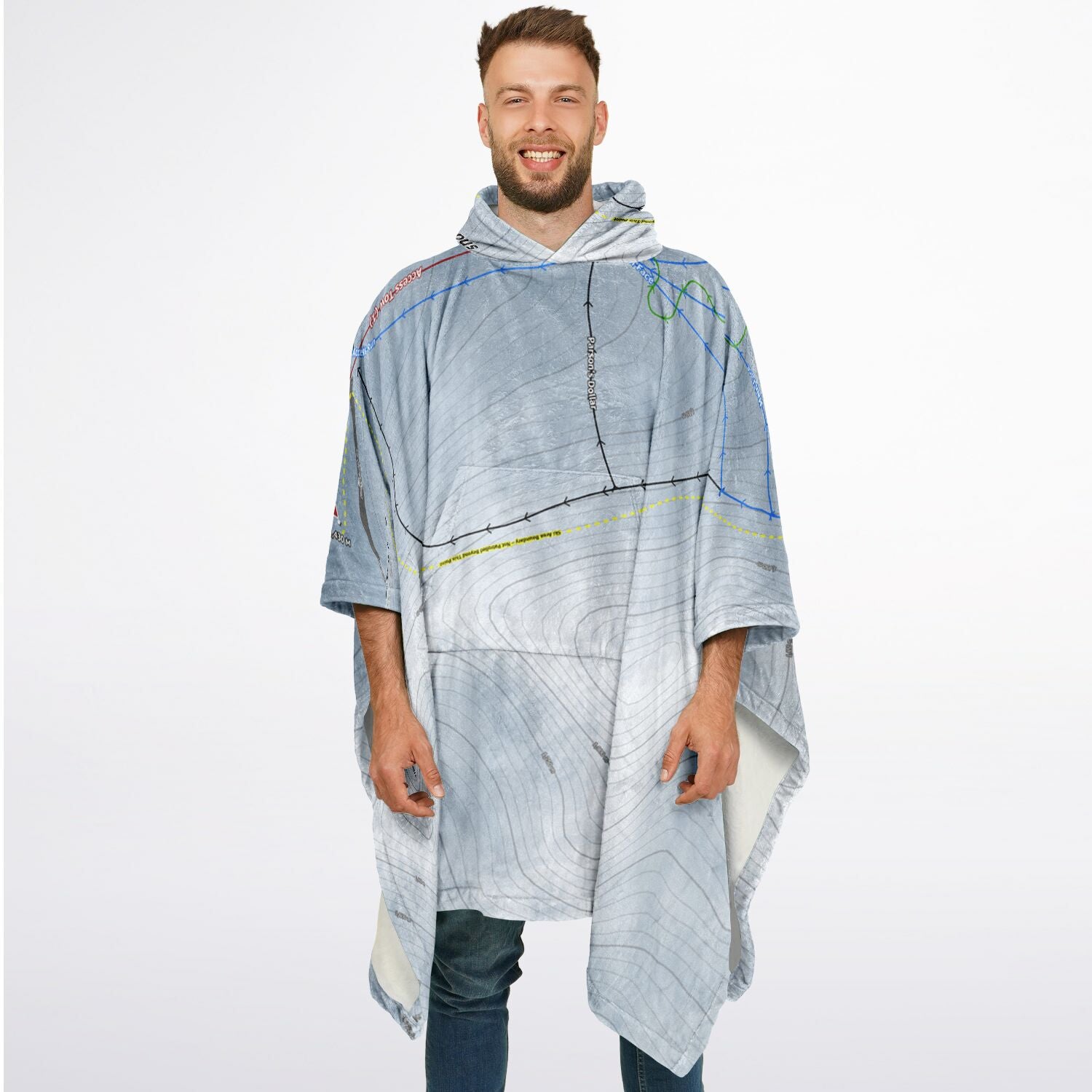 Mt Olympus, New Zealand Ski Resort Map Flannel Blanket Poncho - Powderaddicts