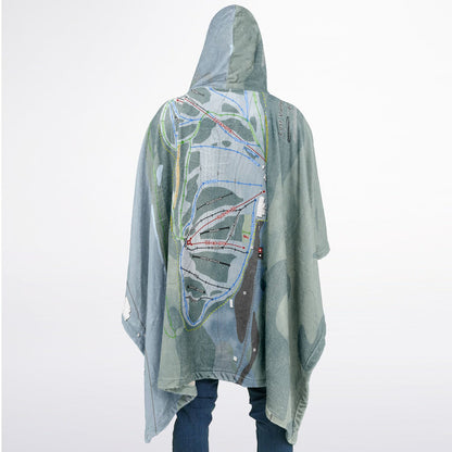 Lost Valley, Maine Ski Resort Map Flannel Blanket Poncho