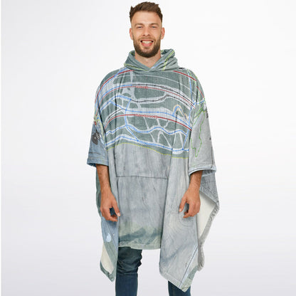 Bristol Mountain, New York Ski Resort Map Flannel Blanket Poncho