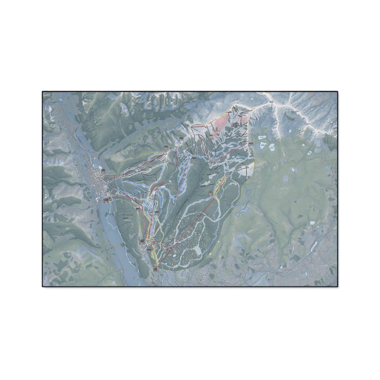 Telluride, Colorado Ski Resort Map Heavy Duty Floor Mat