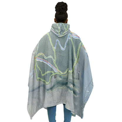 Bristol Mountain, New York Ski Resort Map Flannel Blanket Poncho