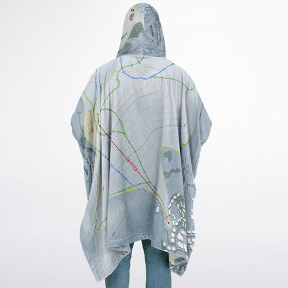 Sun Valley Dollar Mountain, Idaho Ski Resort Map Flannel Blanket Poncho