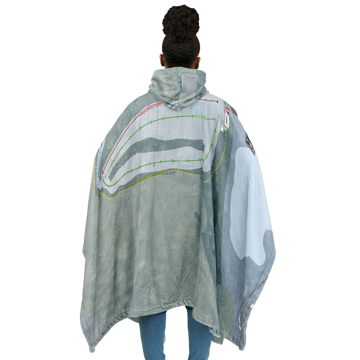 Abenaki, New Hampshire Ski Resort Map Flannel Blanket Poncho