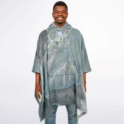 Silver Star, British Columbia Ski Resort Map Flannel Blanket Poncho