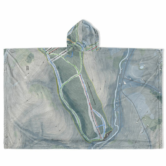 Greek Peak, New York Ski Resort Map Flannel Blanket Poncho