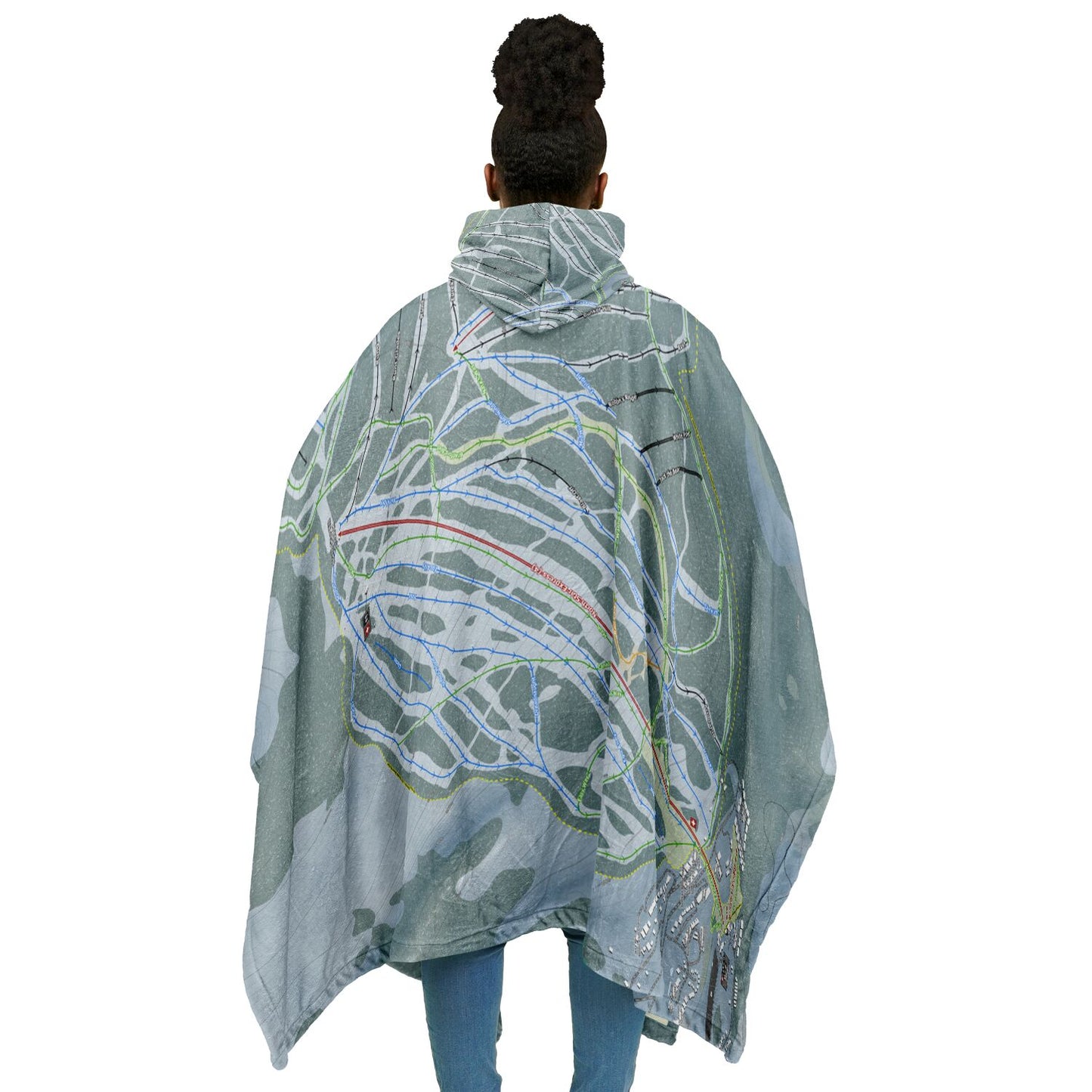 Kimberley, British Columbia Ski Resort Map Flannel Blanket Poncho