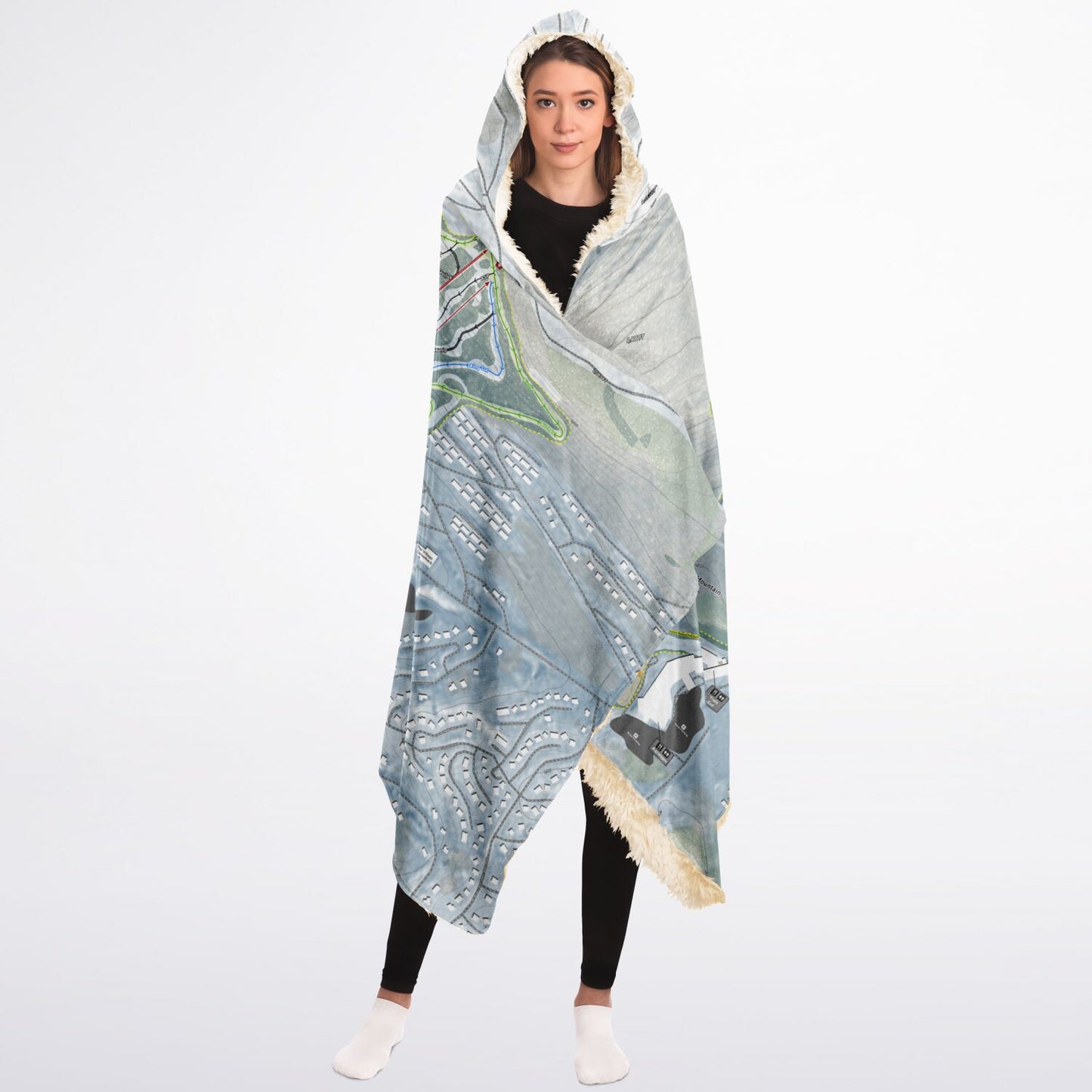Camelback Mountain, Pennsylvania Ski Trail Map - Adult Hooded Blanket