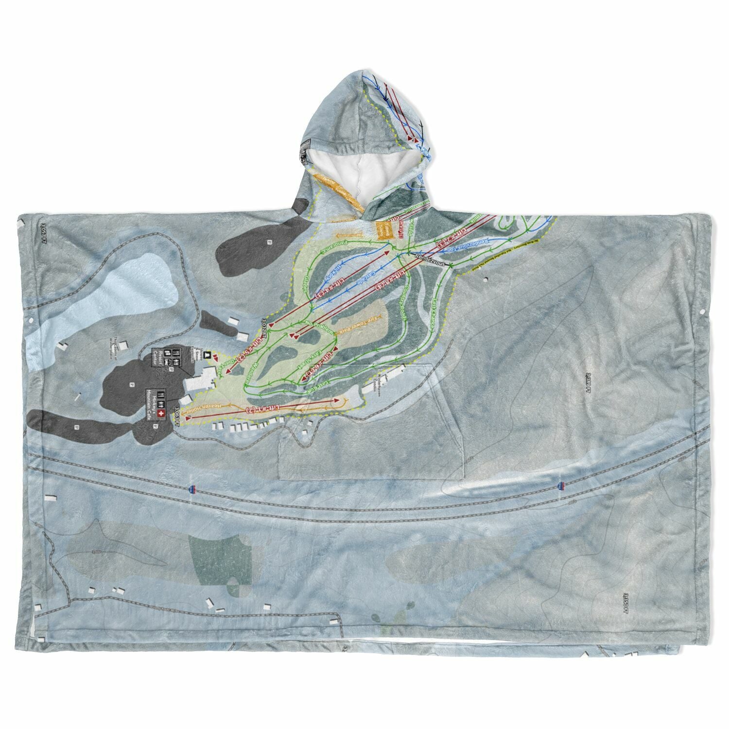 Winterplace, West Virginia Ski Resort Map Flannel Blanket Poncho