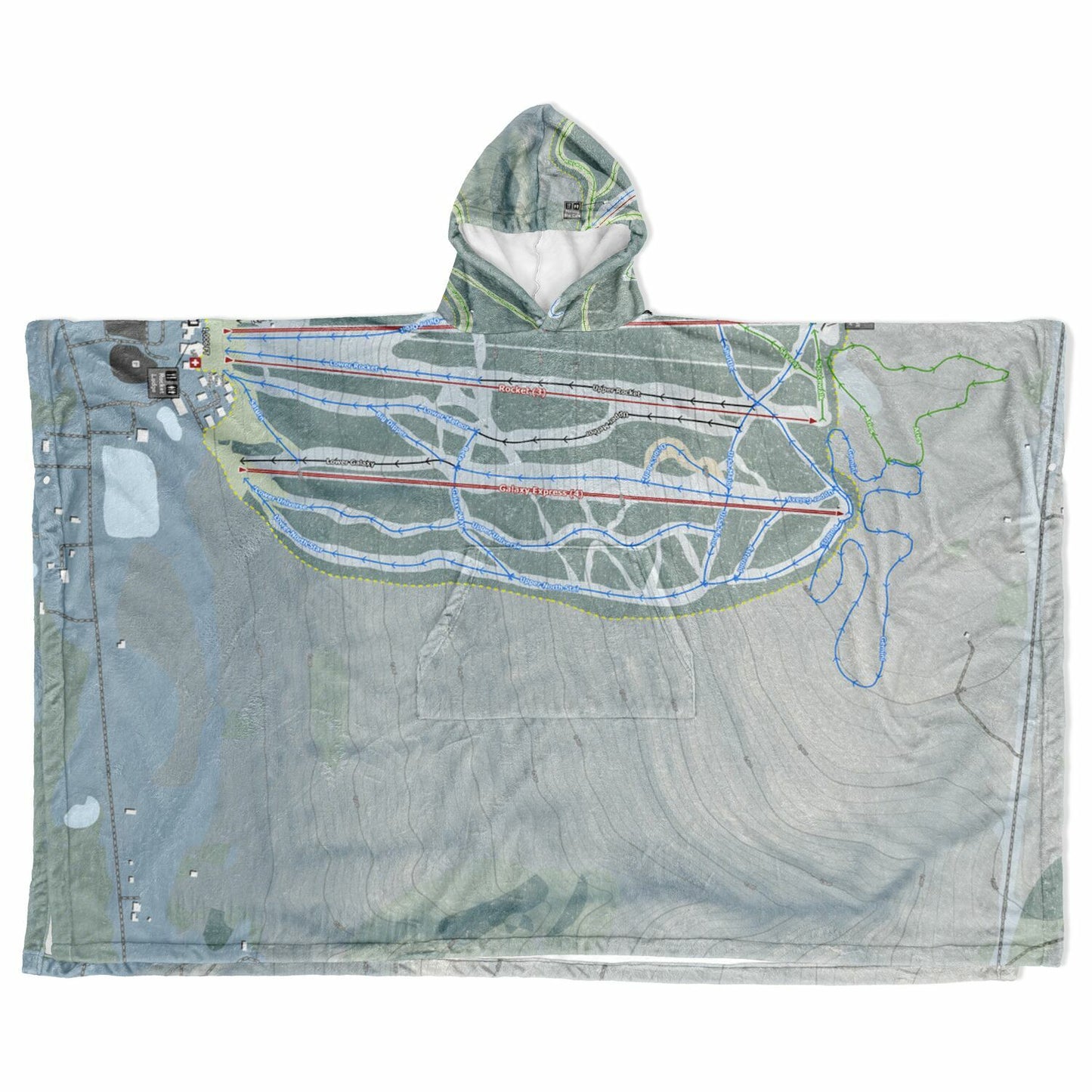 Bristol Mountain, New York Ski Resort Map Flannel Blanket Poncho