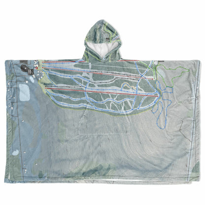 Bristol Mountain, New York Ski Resort Map Flannel Blanket Poncho