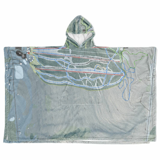 Bristol Mountain, New York Ski Resort Map Flannel Blanket Poncho